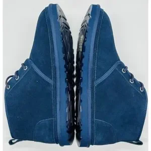 UGG Neumel Navy Blue Suede Leather Shearling Lace Up Warm Cozy Ankle Boots New UGG Suede K Neumel II Lace Up Cozy Booties Big Kid Navy  main image 4